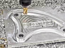 Alternator bracket being machined on the A532-PB